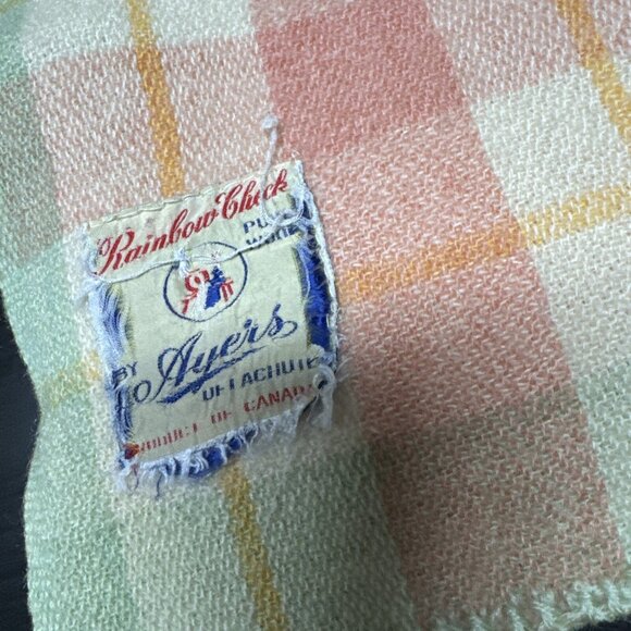 Vintage Ayers Rainbow Check Thermal Wool Blanket 57X82 In - Picture 4 of 10